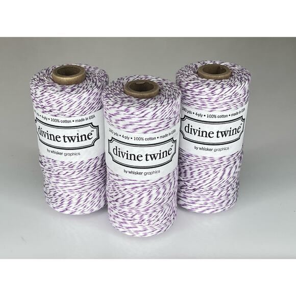 NEW Pack (3) Bakers Twine 100% Cotton 240 Yards, 4 PLY Purple White Stripe NWT - Picture 4 of 5